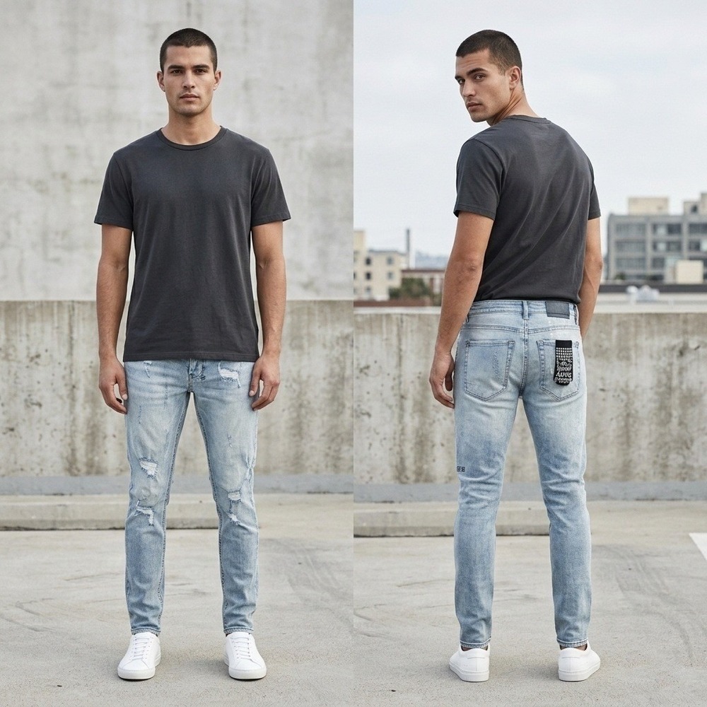 Ksubi Chitch Distressed Slim Fit Jeans 30 Light Wash Denim Ripped Streetwear